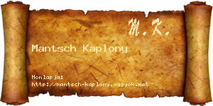 Mantsch Kaplony névjegykártya
